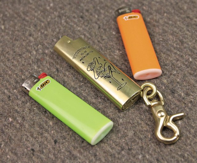 METALIZE]ビック/<イエロー>ライターセット-レトロロゴ