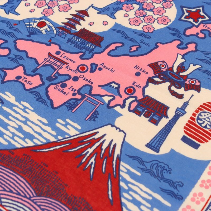 京都手帕-頭巾BANDANA系列-日本地圖 - 手帕 - 棉．麻 