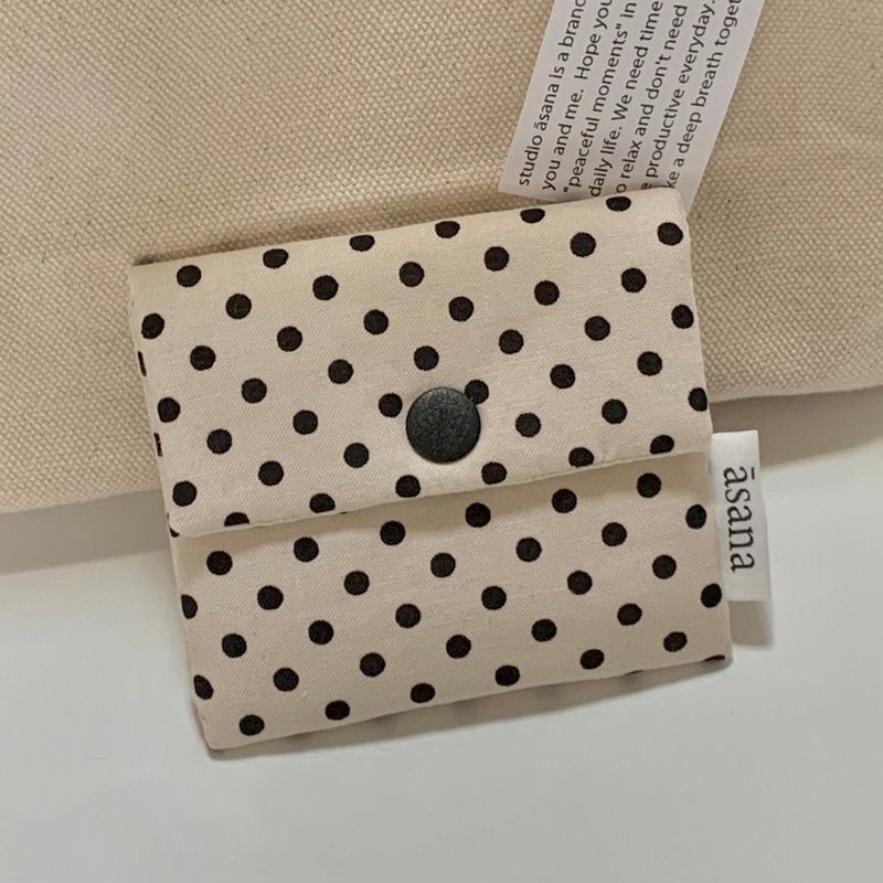 (White) Dot Button Mini Pouch - Toiletry Bags & Pouches - Cotton & Hemp Black