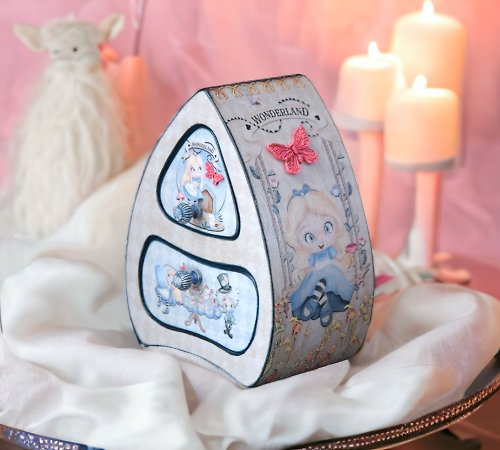 HelenRomanenko Gift for kid Alice in Wonderland Jewelry box Whimsical furniture Baby box