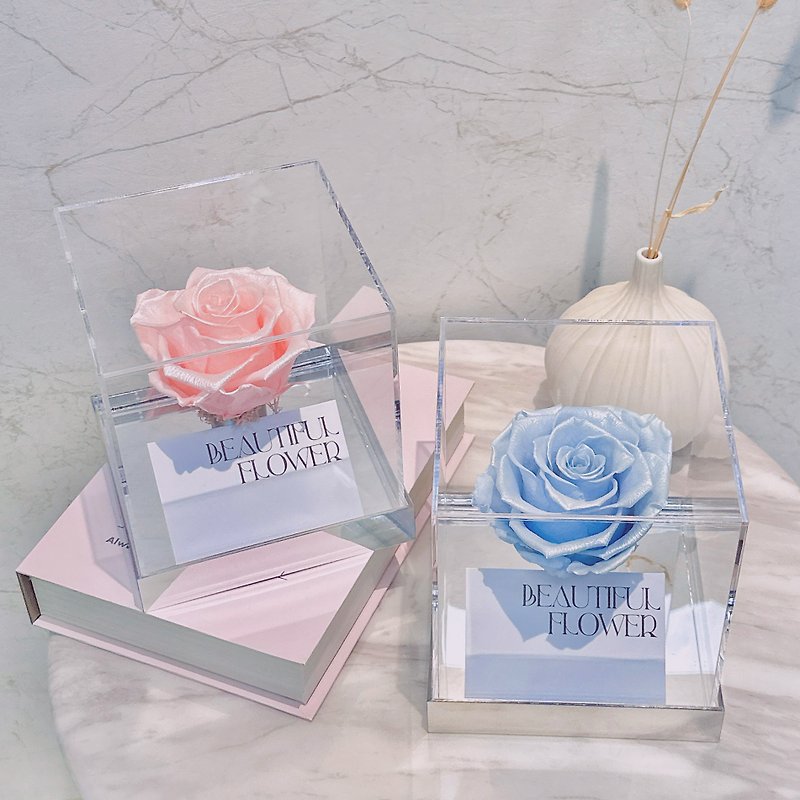 Single everlasting mirror rose box Valentine's Day gift Birthday gift - Dried Flowers & Bouquets - Plants & Flowers 