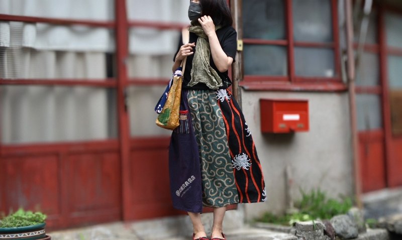 Kimono and furoshiki patchwork skirt - Skirts - Cotton & Hemp Multicolor