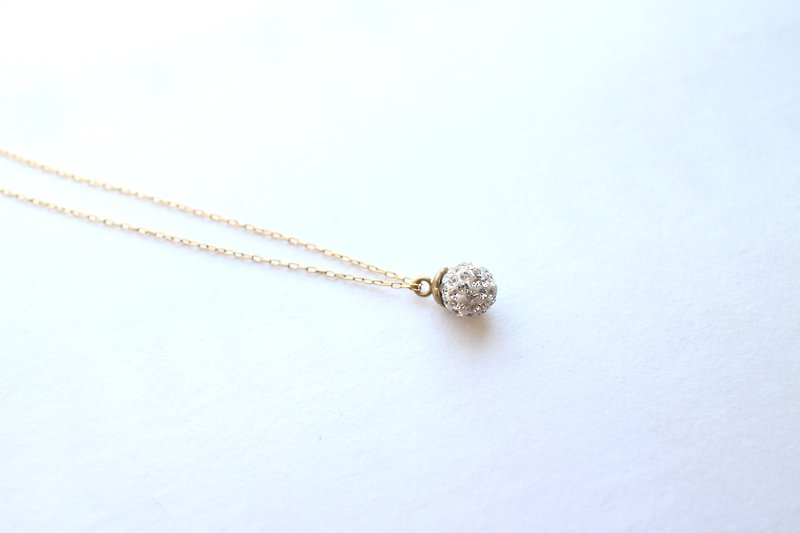 Crystal ball-  brass handmade necklace - สร้อยคอ - โลหะ สีทอง