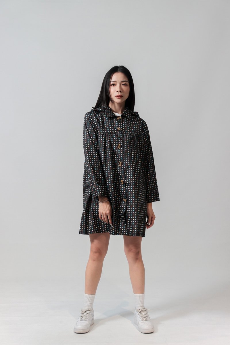unni點點物語防潑水風衣 雨衣 raincoat 雨風衣 防風 防潑水 透氣 - 女大衣/外套 - 防水材質 黑色