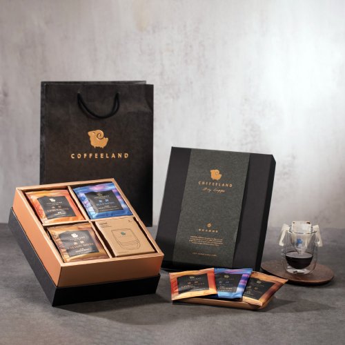 COFFEELAND 極品莊園咖啡 COFFEELAND | 精裝禮盒-30入濾掛咖啡+杯-金典款(橘韻/焦糖/藍調)