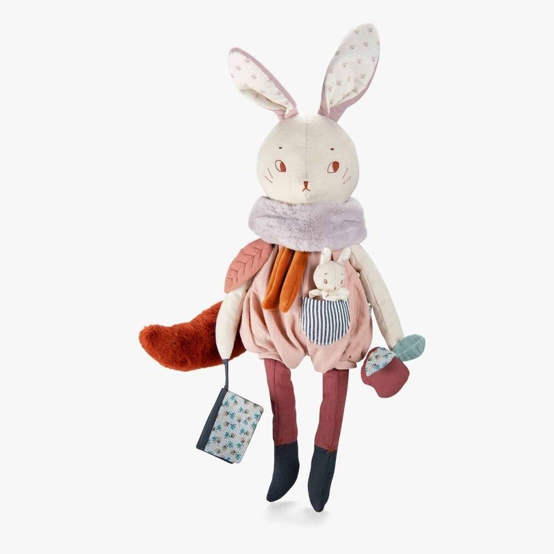 French Moulin Roty After the Rain Series-Rabbit Game Doll 65cm - ของเล่นเด็ก - ผ้าฝ้าย/ผ้าลินิน หลากหลายสี