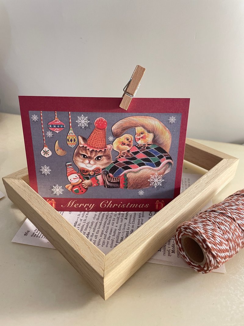 貓咪兔子小姐 雙面質感明信片 - 心意卡/卡片 - 紙 卡其色