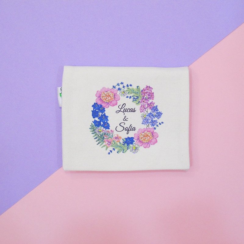 Customized - Cotton canvas paper storage sleeve - Wedding small things - blue purple wreath BP - Other - Cotton & Hemp Multicolor
