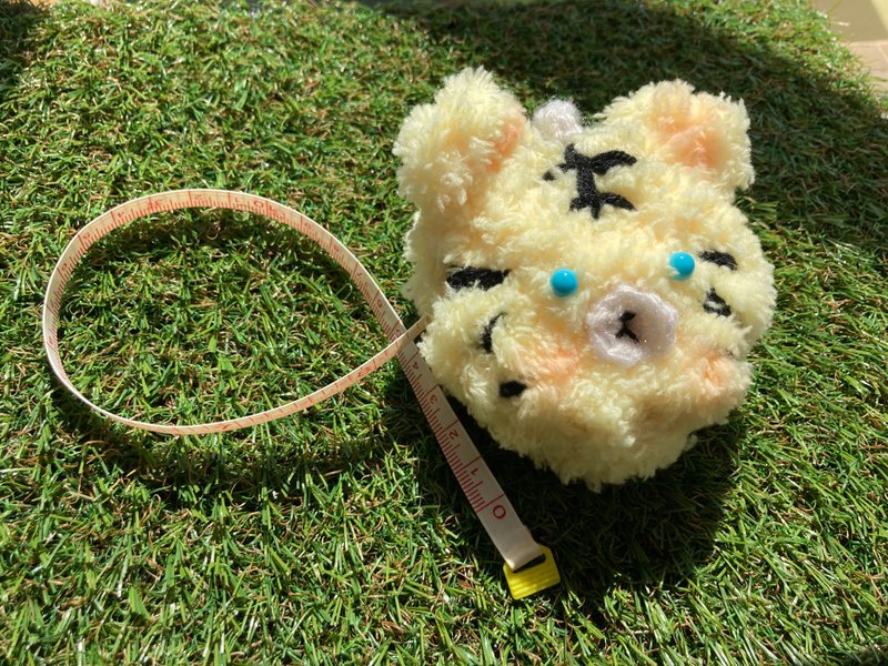 【Original Handmade】2Way Tiger Plush Tape Measure/Retractable Measuring Tape/Keyc - ที่ห้อยกุญแจ - ไฟเบอร์อื่นๆ สีเหลือง