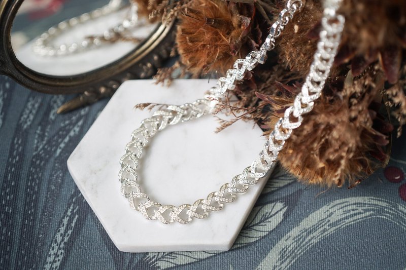 [Antique jewelry/Western old pieces] VINTAGE NAPIER silver wild thick vintage necklace - Necklaces - Other Metals Silver