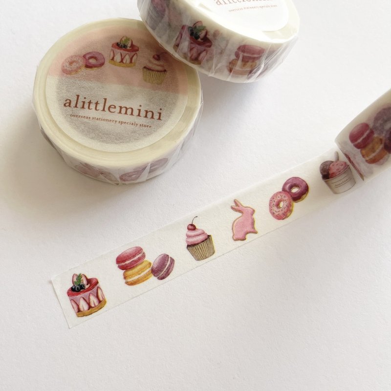 15mm Masking Tape Pink Sweet Snacks - มาสกิ้งเทป - กระดาษ ขาว