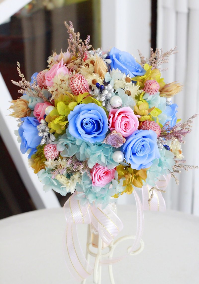 * 幸福花神 * 客製化不凋花浪漫新娘捧花 / 永生花/ 乾燥花/ 結婚捧花/ 婚禮~ ** 麻煩先詢問在下標付款 ** - 盆栽/植栽 - 植物．花 多色
