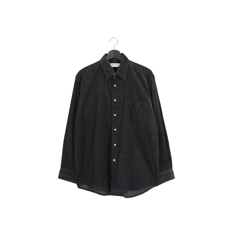Back to Green Corduroy Shirt Black Vintage - Men's Shirts - Cotton & Hemp 