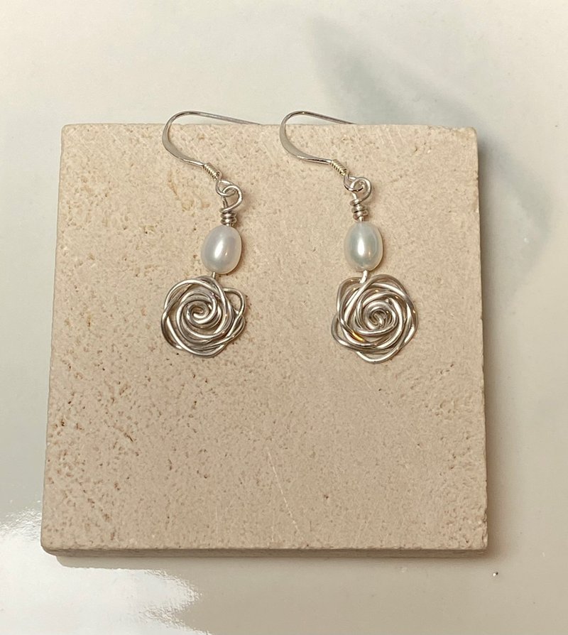Rose Pearl Sterling Silver Earrings - Earrings & Clip-ons - Other Metals Gold