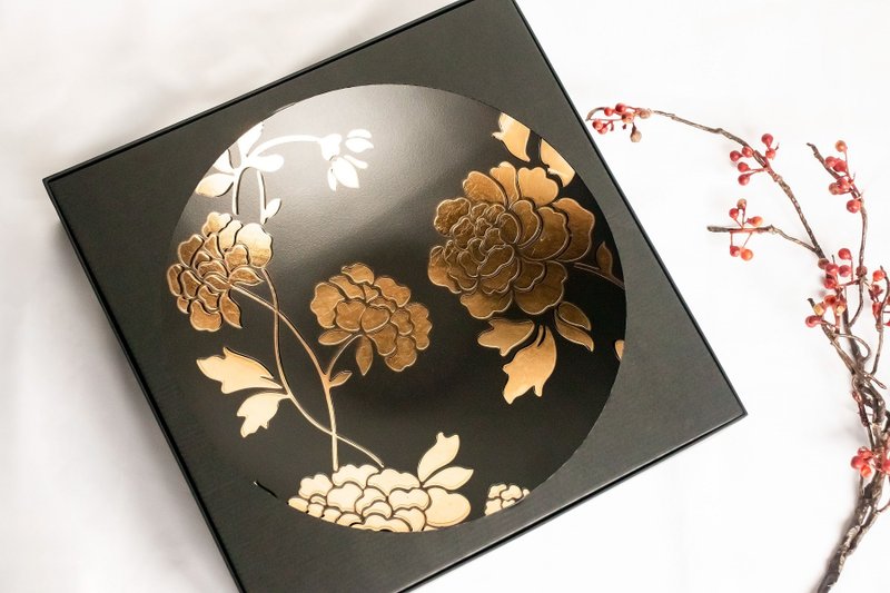 The society awarded the designated gift [Wealthy Peony Treasure Bowl] Monarch Black | Home Decoration - Items for Display - Glass Black