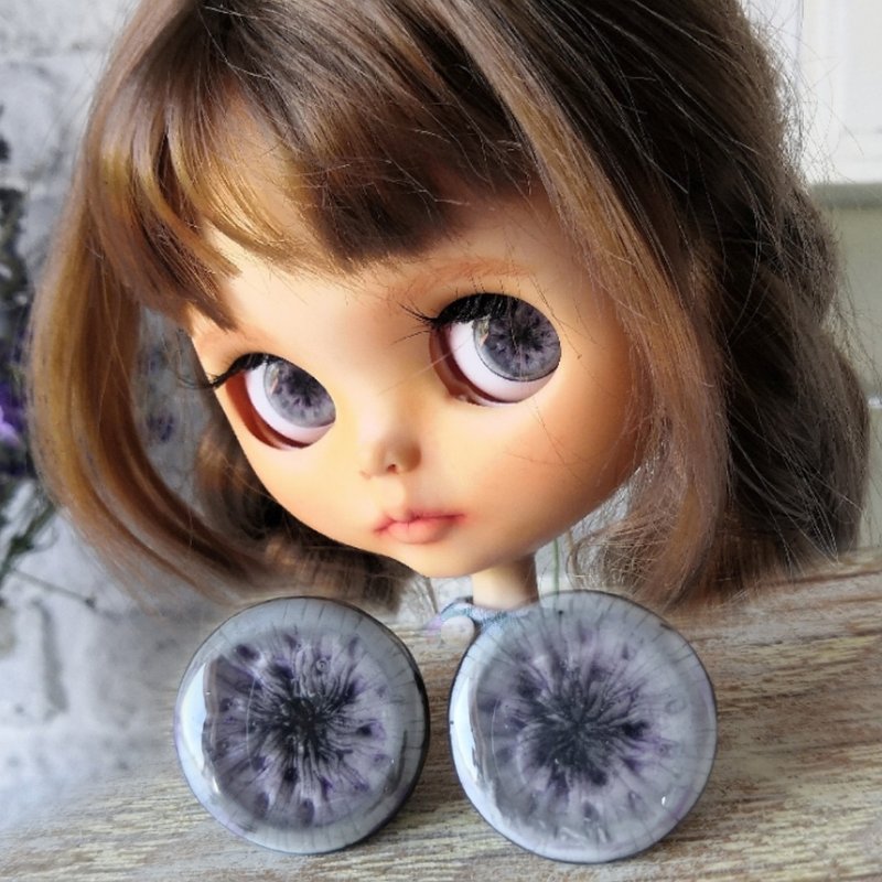 Realist 3D Eye chips 14mm, doll gray-purple Eye chips Handmade Accessories - ตุ๊กตา - เรซิน 