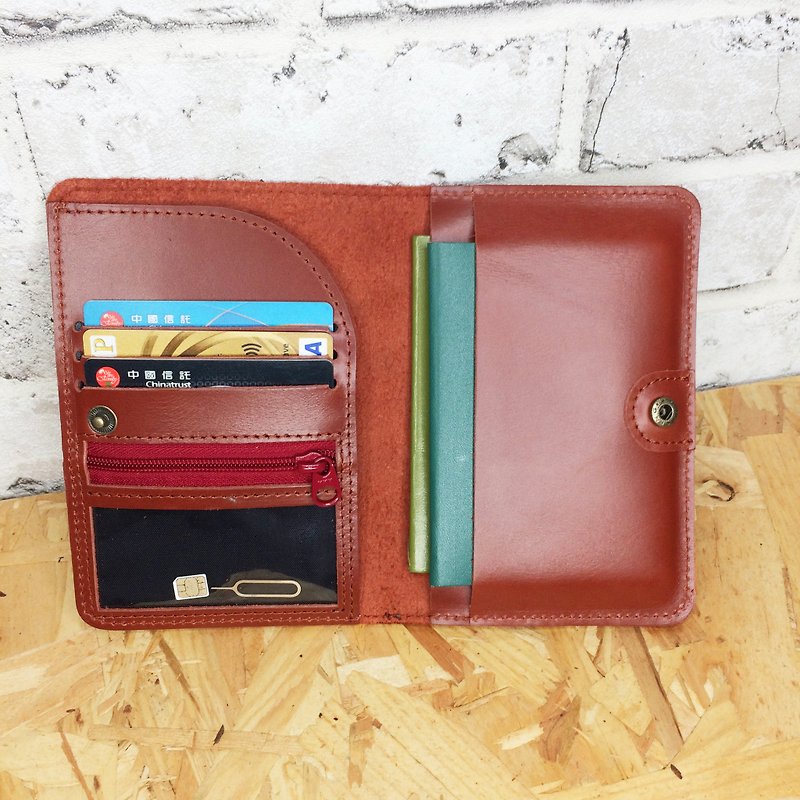 "Play skin girl" coffee red _ passport sets (no logo, free imprint), handmade leather, passport - Passport Holders & Cases - Genuine Leather Brown