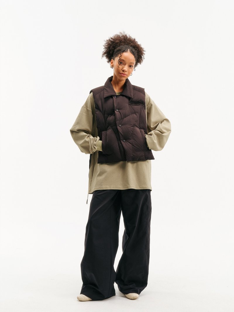 隙柔 / カットラインコットンベスト / フェイクダウンカジュアルトップス - ベスト メンズ - その他の素材 多色