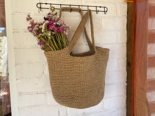 Rufiki - home decor Crochet jute market bag with handles Rope shopping bag