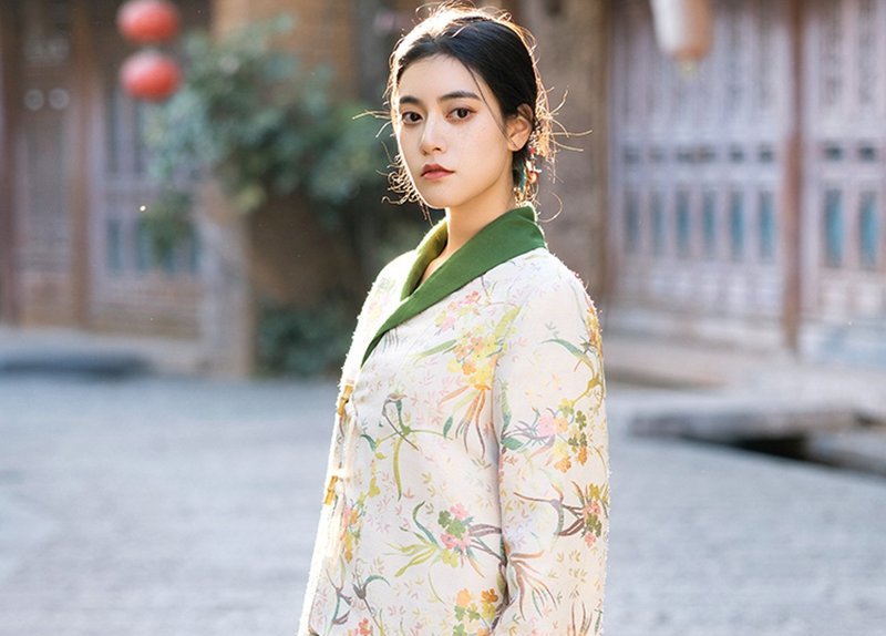 【邦錦梅朵】 新中式復古藏裝 清幽刺繡外套/半身裙 - 洋裝/連身裙 - 其他材質 綠色