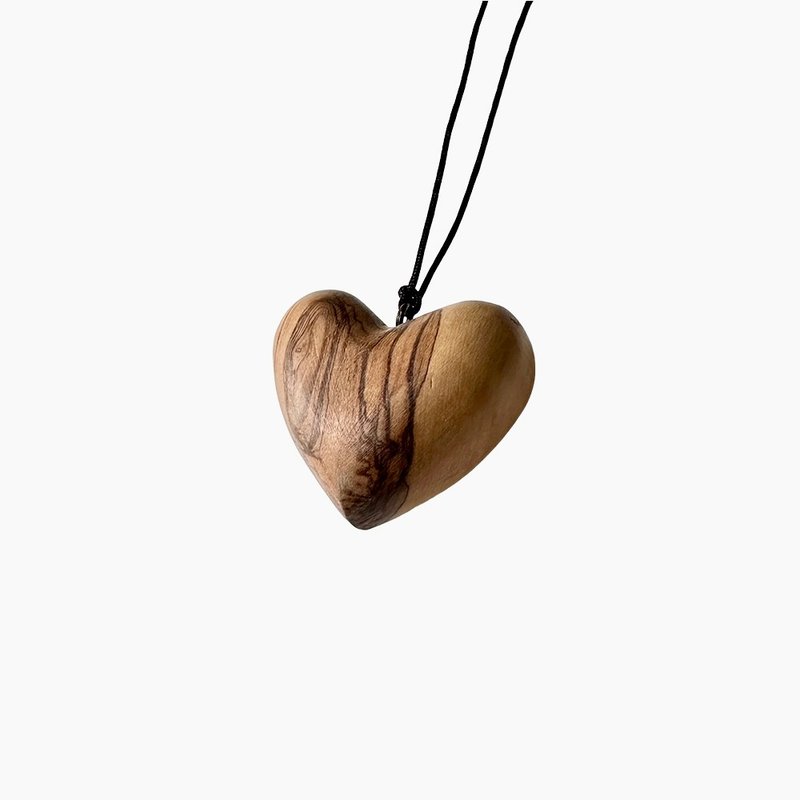 Israel imported olive wood jewelry necklace heart to heart love 161541-2 - Necklaces - Other Materials 