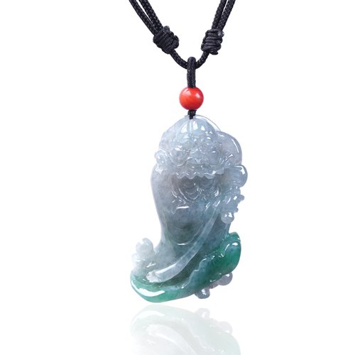 瓔珞珠寶盒 E.L.Jewelry Box 冰種飄綠花翡翠達摩祖師爺項鍊 | 天然緬甸玉A貨翡翠 | 送禮