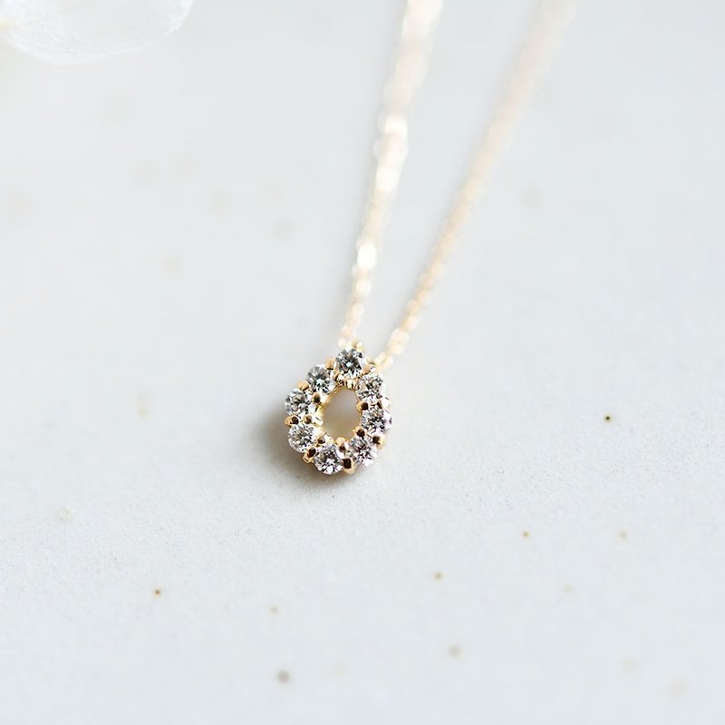 diamond necklace Eternal immutable K18 gold drop natural diamond necklace April birthstone separately - สร้อยคอ - เครื่องเพชรพลอย สีทอง