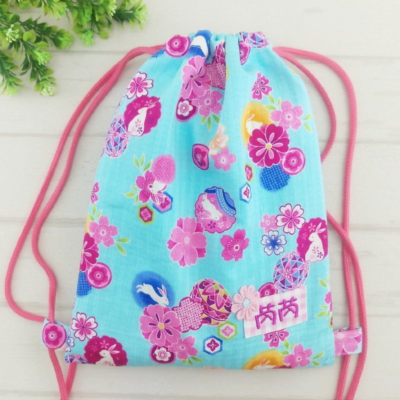 Children's beam back backpack (free embroidered name) - Bibs - Cotton & Hemp Blue