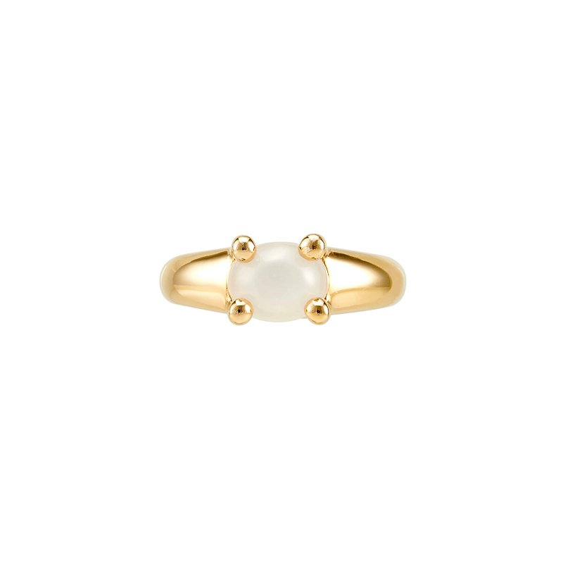 haime glow mushroom ring (gemstone 8*6mm) chiffon gold plated - 戒指 - 純銀 多色