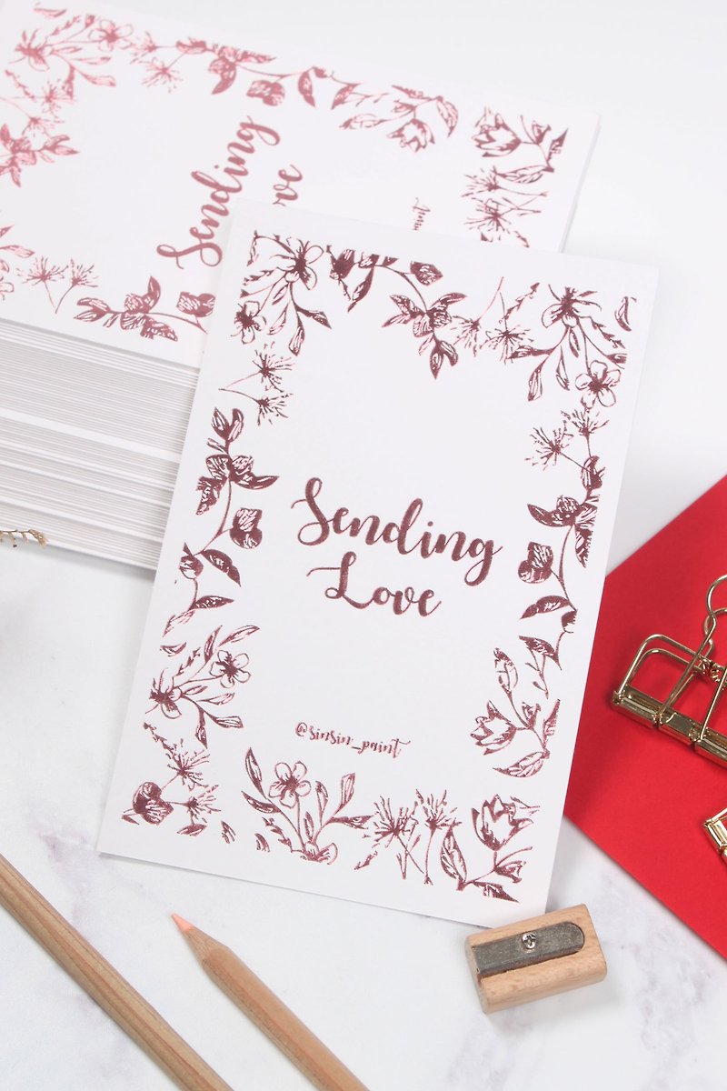 Sending Love Rose Gold Foil Greeting Card - การ์ด/โปสการ์ด - กระดาษ สึชมพู