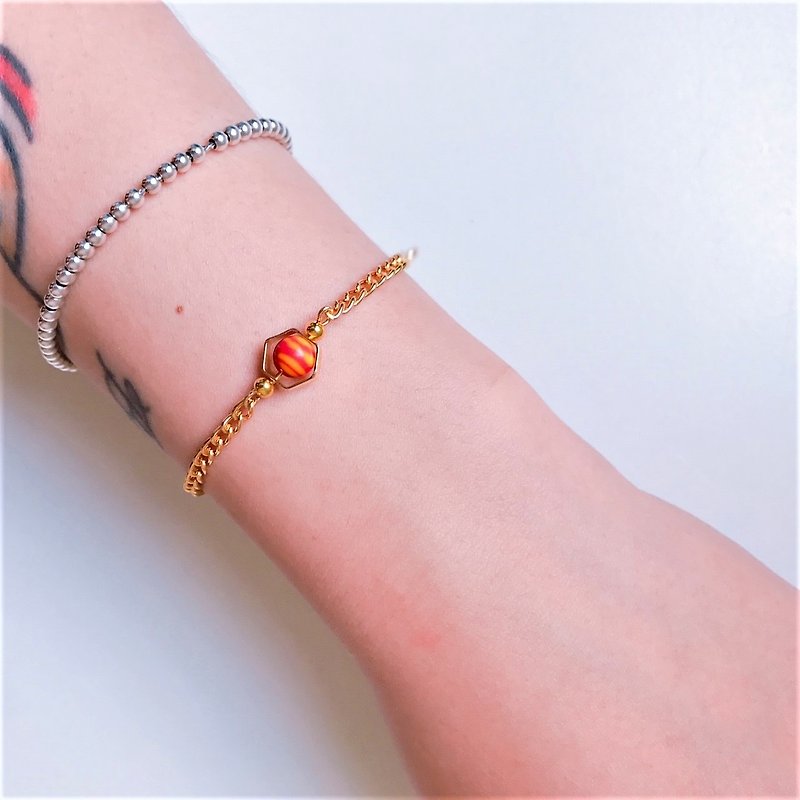 August Planet August Virgo Planet Brass Gold Plated Bracelet - Bracelets - Other Metals Red