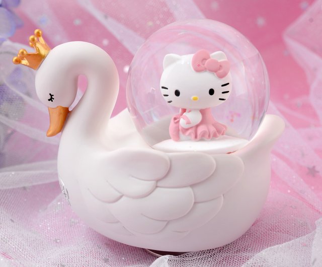 Hello Kitty Swan Lake Crystal Ball Music Bell Birthday Gift Shop Jarll Art Items For Display Pinkoi