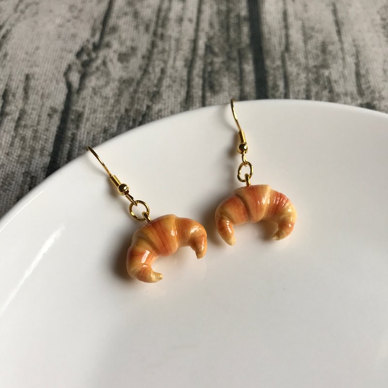 Croissant Clay Earrings - Earrings & Clip-ons - Clay Orange