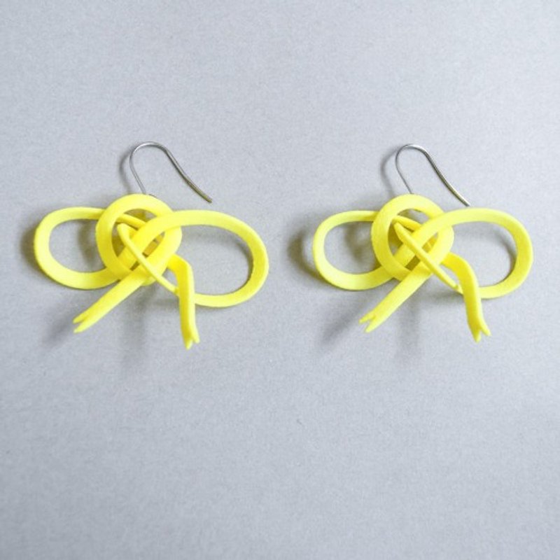 Ribbon Luminous Yellow Clip-On Pierce - ต่างหู - พลาสติก 