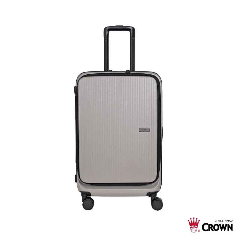 【CROWN】25吋 DOPPIO 前開框架拉桿箱 託運箱  霧面拿鐵咖啡 - 行李箱/旅行袋 - 塑膠 咖啡色
