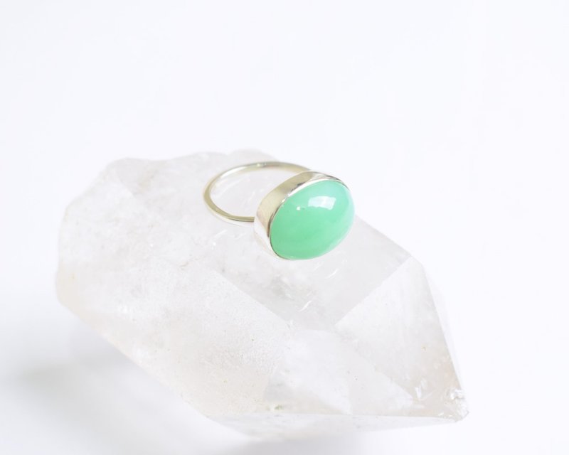 Muscat green color chrysoprase Silver ring - แหวนทั่วไป - หิน สีเขียว