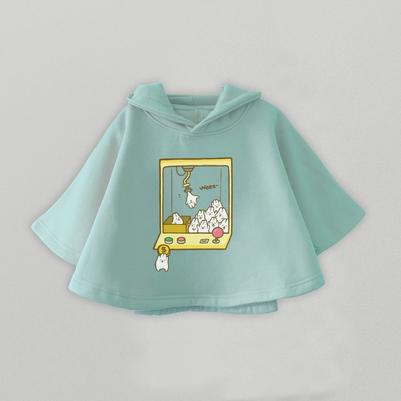 Kid-Mochi Rabbit Claw Machine Children's Thick Cloak Hoody (Mint Green) - เสื้อโค้ด - ผ้าฝ้าย/ผ้าลินิน สีเขียว