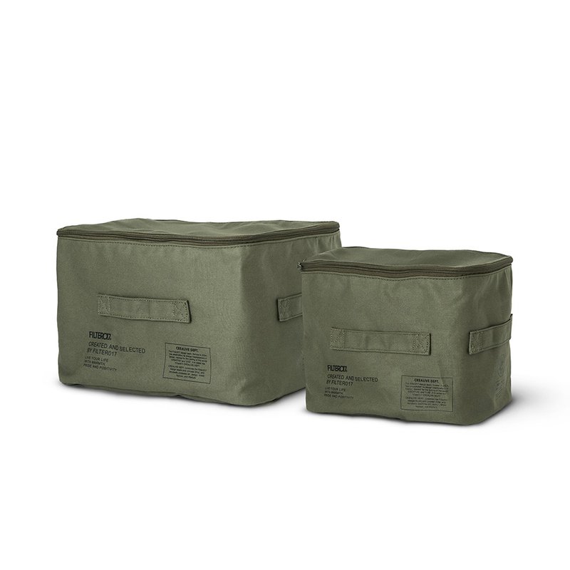 Wax Waxed Canvas Soft Box Waxed Canvas Three-dimensional Storage Bag - Storage - Cotton & Hemp Green