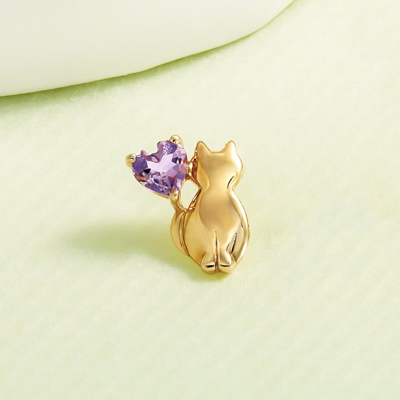 【Solo Earring】 18K/10K 貓單邊耳環 (黃金) - 耳環/耳夾/耳骨夾 - 貴金屬 
