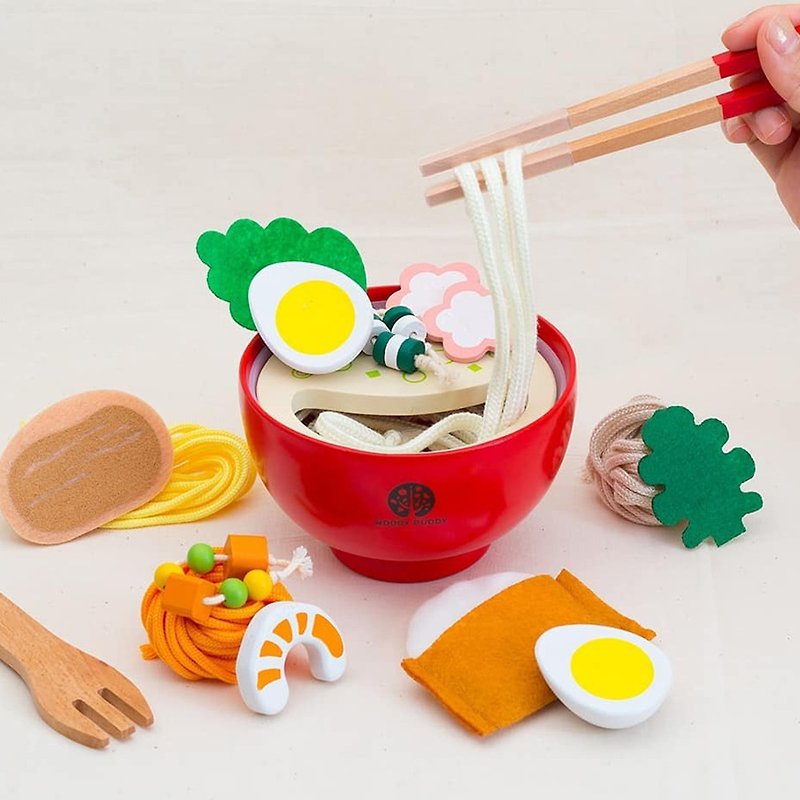 【WOODY PUDDY】綜合麵食料理套餐組 - 日本木質家家酒玩具 - 嬰幼兒玩具/毛公仔 - 木頭 紅色