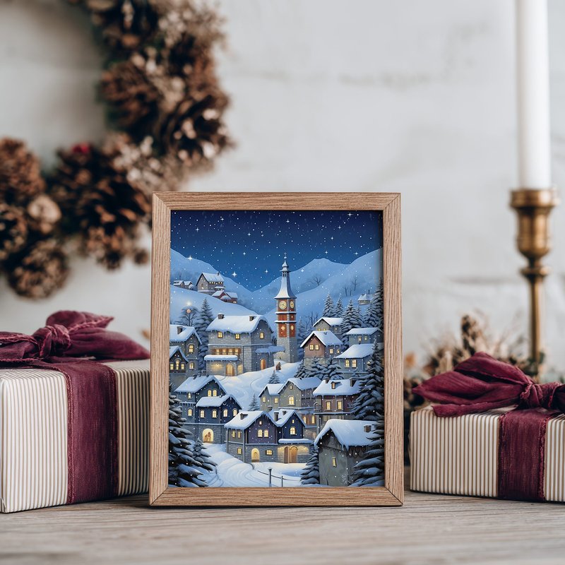 ハッピー・クリスマススタイル / 星夜雪村 クリスマス掛け軸 ポスター フレームレス絵画 - ポスター・絵 - 紙 
