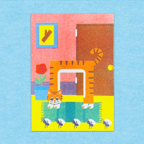 咚東插畫合作社 貓咪的''ㄇ''/共學明信片/注音符號/孔版印刷