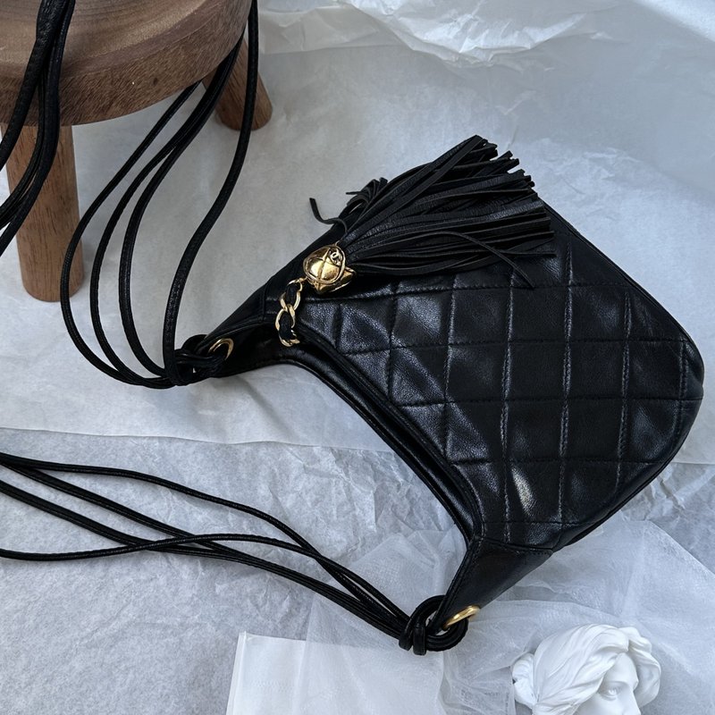 CHANEL 香奈兒 流蘇 黑色 羊皮 肩背包 - 側背包/斜孭袋 - 真皮 黑色