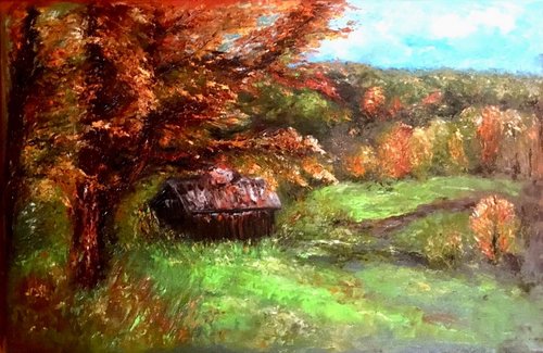 Ka-gan.art Autumn in the woods original oil painting on canvas