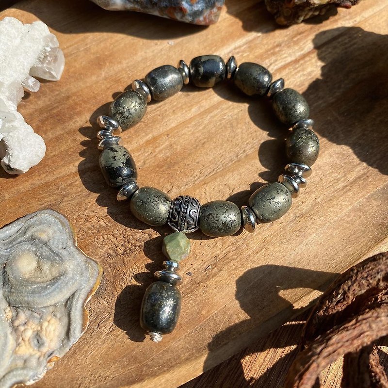 [Bronze] Lost and find natural stone heart Bronze ore mineral association Bracelet - Bracelets - Gemstone Gray