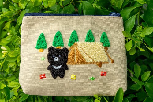 DND city beauty 立體刺繡零錢包/萬用包【露營黑熊】 DND