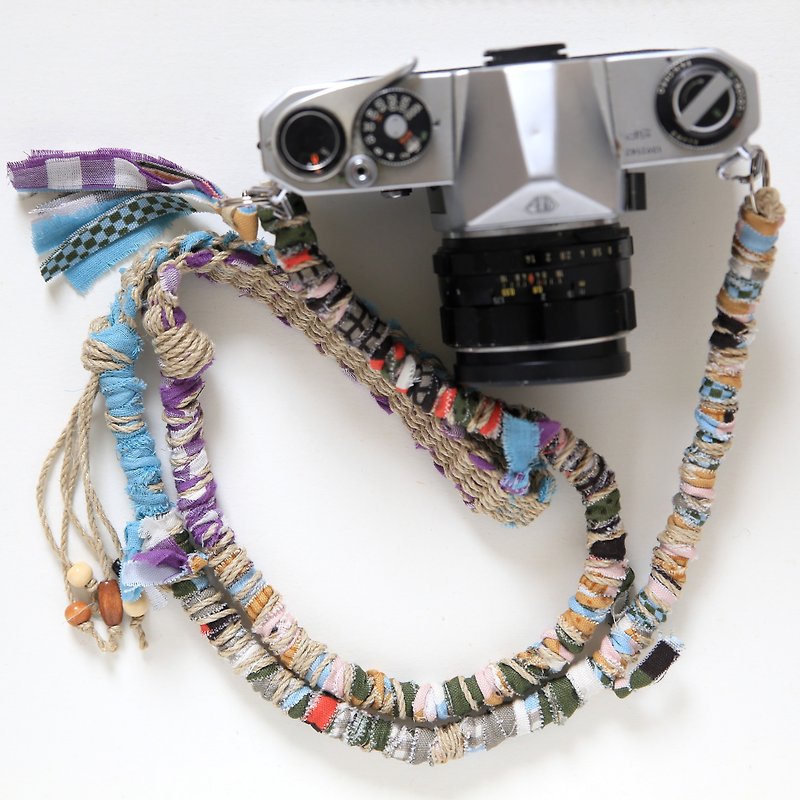 裂き布麻紐ヘンプカメラストラップ#8/ベルト - 相機背帶 - 棉．麻 多色