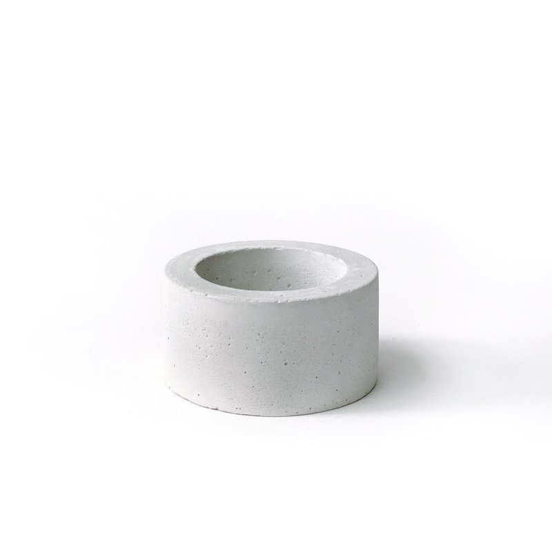 (現貨) 純灰系列 | 小圓形純色灰色水泥盆器 可搭配同色系底盤 - 花瓶/花器 - 水泥 灰色