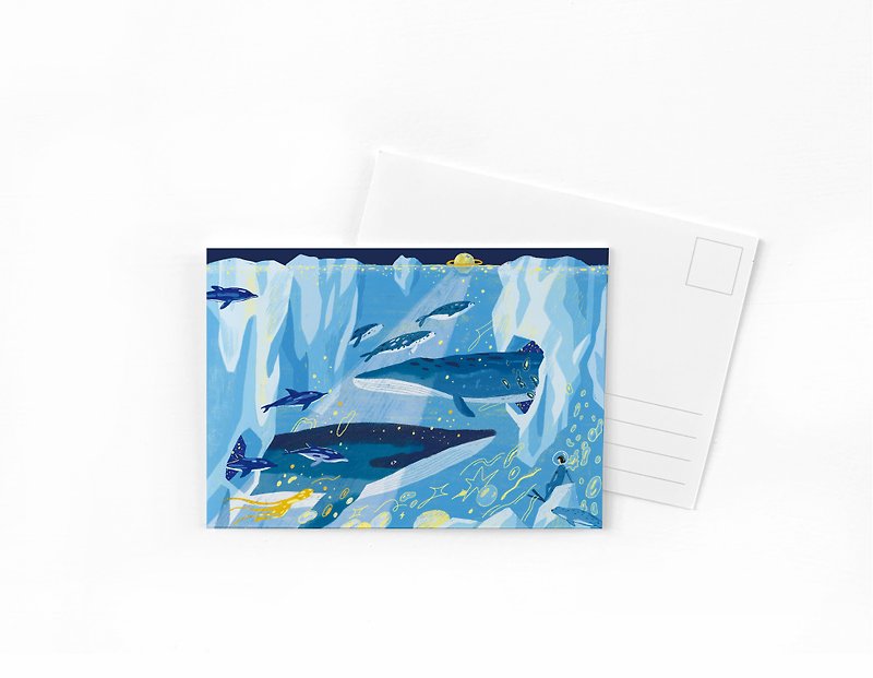 イラストレーターポストカード-氷河ツアー - カード・はがき - 紙 ブルー