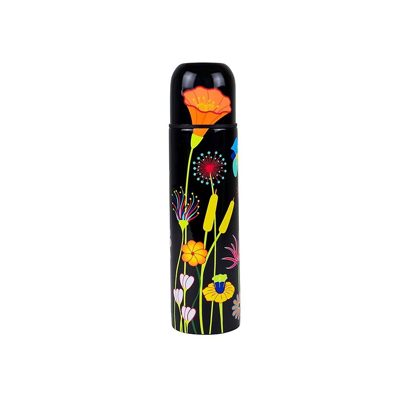 Mini Keep Cool 保溫瓶 240毫升 (庭院花卉圖案) - 保溫瓶/保溫杯 - 不鏽鋼 黑色